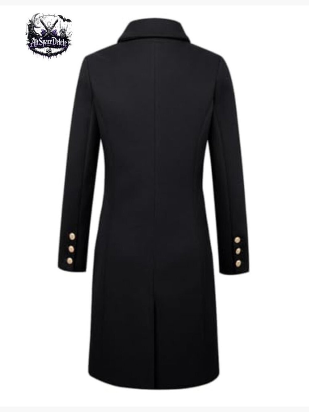 Wool Pea Coat Double Breasted Trench Midi Length Fall Winter - Picture 4 of 5